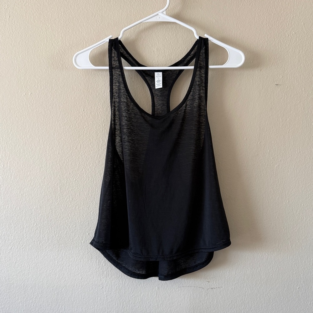 OFFLINE by Aerie Black Sheer Racerback Activewear Tank Top Size S Athleisure